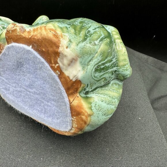 Vintage Green Drip Glaze Elephant Planter Mid Century Ceramic - Picture 9 of 12